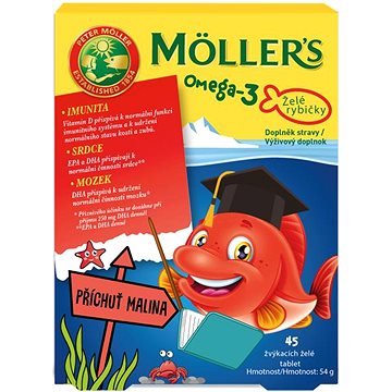 

Möller’s Omega 3 Želé rybičky 45 ks, malina