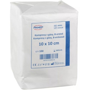

Panep Kompresy z gázy 8vrstvé nesterilní 100 ks 10 × 10 cm