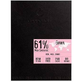 

Ghana 61%, mléčná čokoláda, BIO