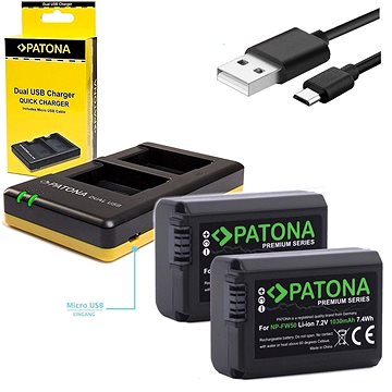 PATONA Foto Dual Quick Sony NP-FW50 + 2x baterie 1030mAh - Nabíječka akumulátorů