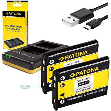 

PATONA Foto Dual Quick Olympus Li-40B/42B + 2x baterie 500mAh