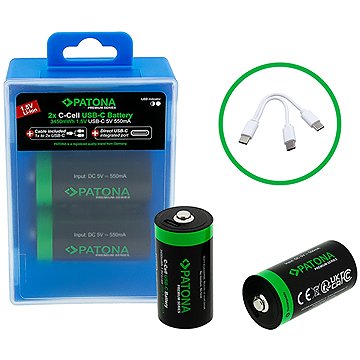 

PATONA PREMIUM LR14 (C) 2300mAh, s USB-C nabíjením, 2ks v balení