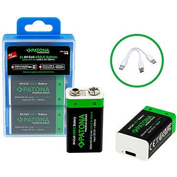 

PATONA PREMIUM LR22/6F22 400mAh, s USB-C nabíjením, 2ks v balení