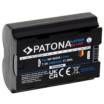 

PATONA pro Fuji NP-W235 2400mAh Li-Ion 7,2V Platinum X-T4