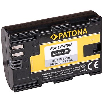 

PATONA pro Canon LP-E6/LP-E6N 1600mAh Li-Ion 7,2V