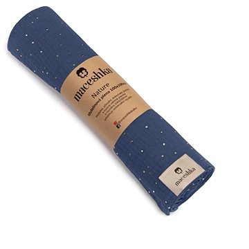 

Maceshka Mušelínová plena Nature se zlatým puntíkem Indigo