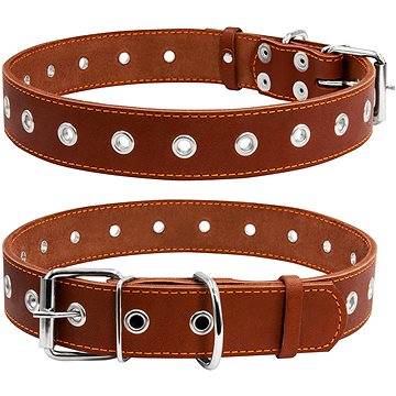 

Petproducts Nastavitelný hnědý kožený obojek do 69 cm