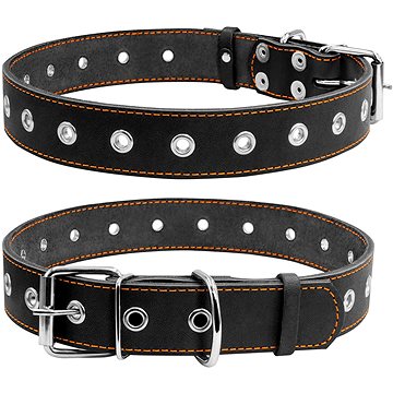 

Petproducts Nastavitelný černý kožený obojek do 60 cm