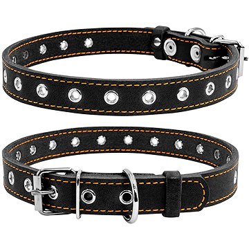 

Petproducts Nastavitelný černý kožený obojek do 50 cm