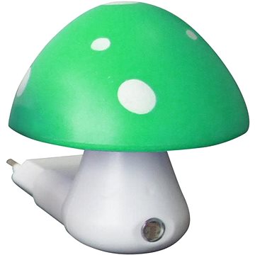 

LED dětská lampička do zásuvky Muchomůrka zelená 0,4W/230V/6400K, soumrakový senzor
