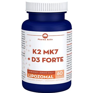 

Pharma Activ Lipozomal K2 MK7 + D3 Forte 60 tobolek