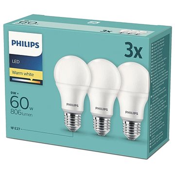 

Philips LED 9-60W, E27 2700K, 3ks
