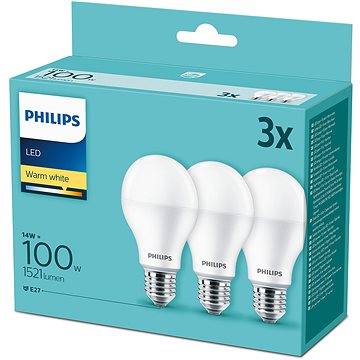 

Philips LED 14-100W, E27 2700K, 3ks