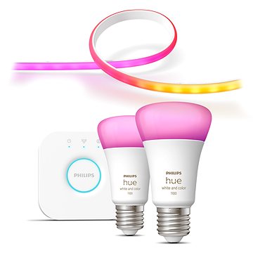 Philips Hue Gradient Lightstrip +  White and Color Ambiance 9W 1100 E27 malý promo starter kit