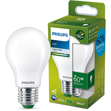 

Philips LED 4-60W, E27, 4000K, mléčná, A