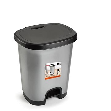 

Plastic Forte COLOR Koš na odpad 18 l ČERNO-STŘÍBRNÝ bez vložky s pedálem