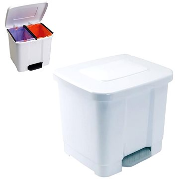 

Plastic Forte Koš na odpad 35 l dělený BÍLÝ bez vložky s pedálem