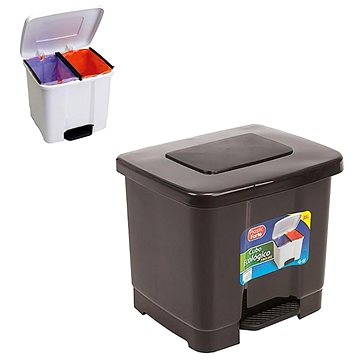 

Plastic Forte Koš na odpad 35 l dělený TMAVĚ ŠEDÝ bez vložky s pedálem