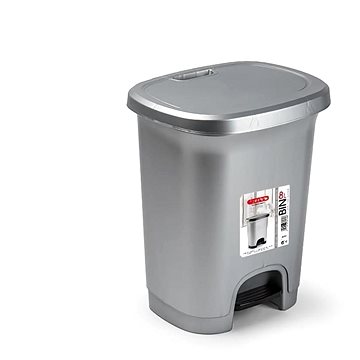 

Plastic Forte COLOR Koš na odpad 8 l STŘÍBRNÝ bez vložky s pedálem