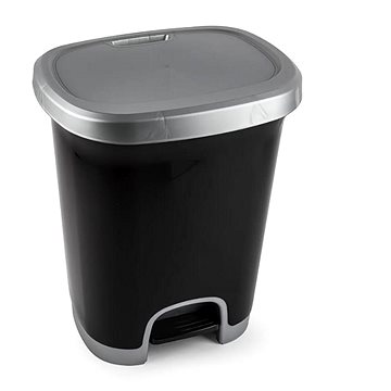 

Plastic Forte COLOR Koš na odpad 27 l ČERNO-STŘÍBRNÝ bez vložky s pedálem