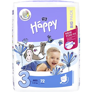 BELLA Baby Happy Midi vel. 3 (72 ks) - Dětské pleny