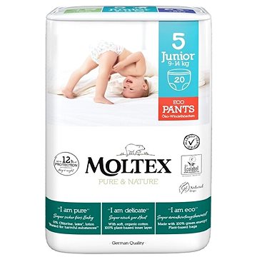 MOLTEX Natahovací plenkové kalhotky Junior 9-14 kg (20 ks) - Eko plenkové kalhotky