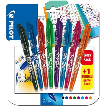 PILOT FriXion Ball 07 / 0.35 mm - sada 8 barev + sudoku