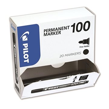 

PILOT Permanent Marker 100 1.0 mm, černý - balení 20 ks
