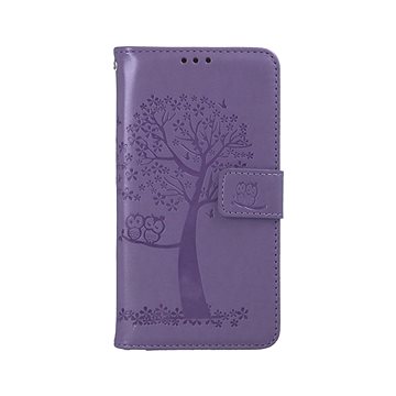 

TopQ Pouzdro iPhone 13 mini knížkové Fialový strom sovičky 66433