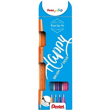 

PENTEL Brush Sign Pen SES15-4Col/Happy - sada 4 barev