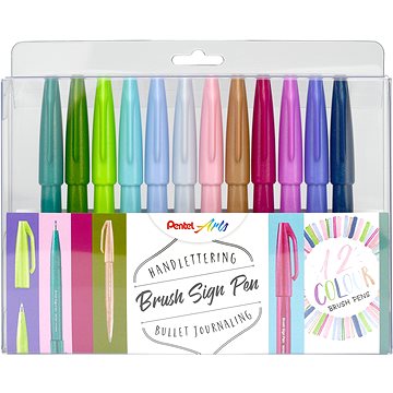 

PENTEL Brush Sign Pen SES15C-12 Pastel - sada 12 barev