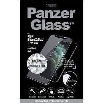 PanzerGlass Edge-to-Edge pro iPhone Xs Max/11 Pro Max černé Swarovski CamSlider - Ochranné sklo