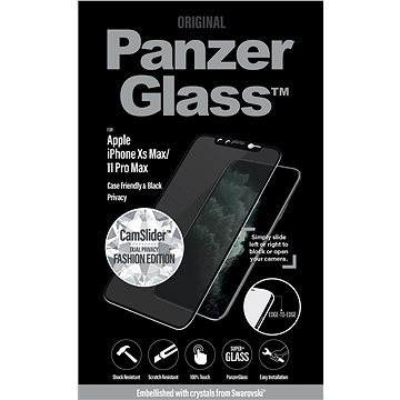PanzerGlass Edge-to-Edge Privacy pro iPhone Xs Max/11 Pro Max černé Swarovski CamSlider - Ochranné sklo