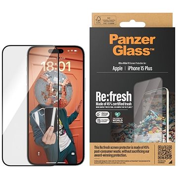 

PanzerGlass Recycled Glass Apple iPhone 15 Plus s instalačním rámečkem