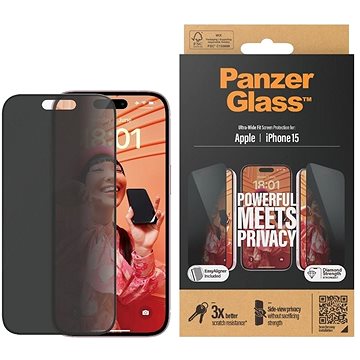 PanzerGlass Privacy Apple iPhone 15 s instalačním rámečkem