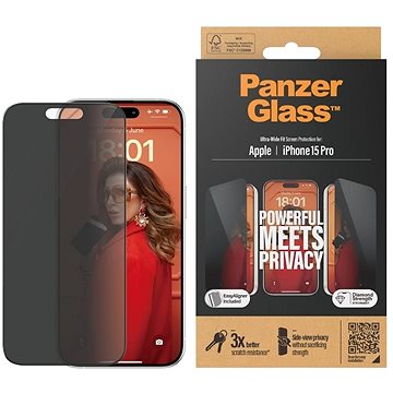 

PanzerGlass Privacy Apple iPhone 15 Pro s instalačním rámečkem