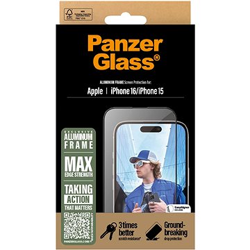 

PanzerGlass Aluminum Apple iPhone 16/15 s instalačním rámečkem