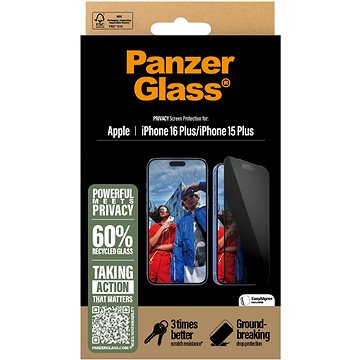 

PanzerGlass Privacy Apple iPhone 16 Plus/15 Plus s instalačním rámečkem