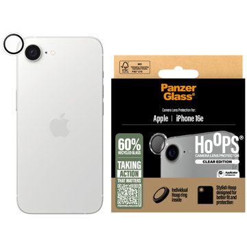 

PanzerGlass Hoops Apple iPhone 16e čirý ochranný kroužek pro čočku fotoaparátu