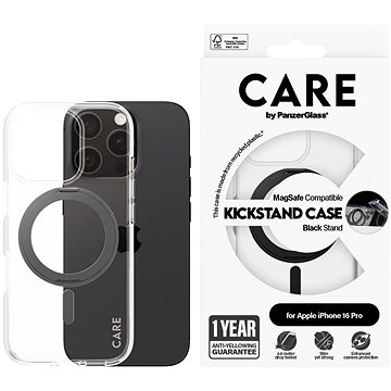 

PanzerGlass CARE kryt Apple iPhone 16 Pro MagSafe KickStand čirý/černý + záruka proti žloutnutí