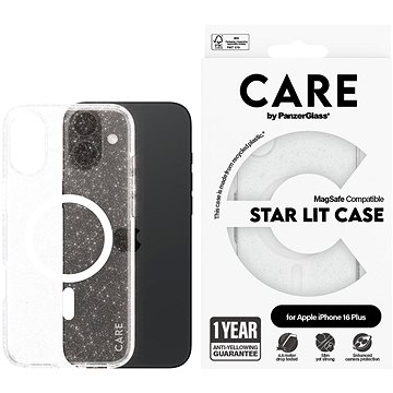 

PanzerGlass CARE kryt Apple iPhone 16 Plus MagSafe Star Lit třpytivý/bílý + záruka proti žloutnutí