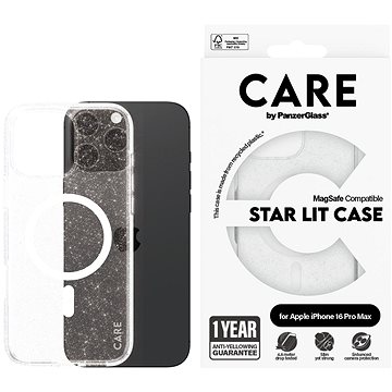 

PanzerGlass CARE kryt Apple iPhone 16 Pro Max MagSafe Star Lit třpytivý/bílý + záruka proti žloutnut