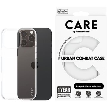 

PanzerGlass CARE kryt Apple iPhone 16 Pro Max Combat čirý + záruka proti žloutnutí