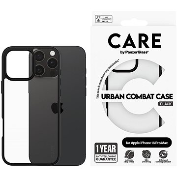 

PanzerGlass CARE kryt Apple iPhone 16 Pro Max Combat černý + záruka proti žloutnutí