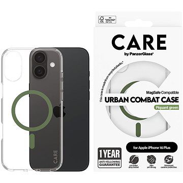 

PanzerGlass CARE kryt Apple iPhone 16 Plus MagSafe Combat čirý/zelený + záruka proti žloutnutí