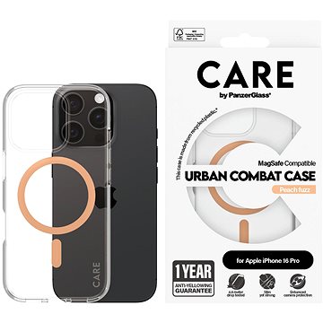 

PanzerGlass CARE kryt Apple iPhone 16 Pro MagSafe Combat čirý/broskvový + záruka proti žloutnutí