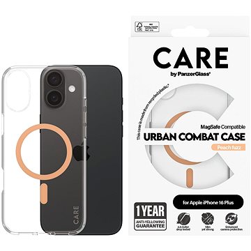 

PanzerGlass CARE kryt Apple iPhone 16 Plus MagSafe Combat čirý/broskvový + záruka proti žloutnutí