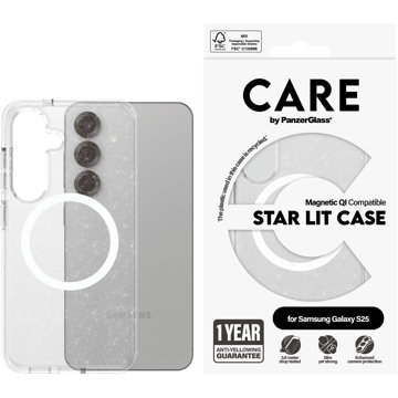 

PanzerGlass CARE kryt Samsung Galaxy S25 Star Lit třpytivý/bílý QI