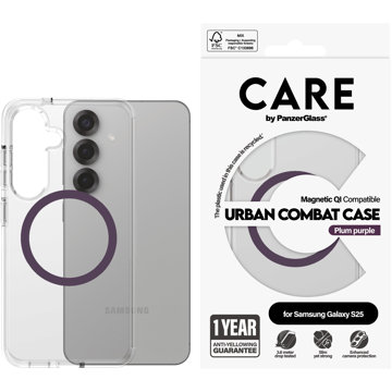 

PanzerGlass CARE kryt Samsung Galaxy S25 Urban Combat čirý/fialový QI (Plum Purple)