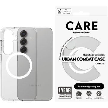 

PanzerGlass CARE kryt Samsung Galaxy S25 Urban Combat čirý/bílý QI